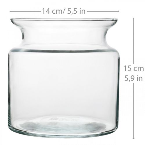 Itens Vaso de flores vaso de vidro transparente para decoração em vidro Ø14cm H15cm