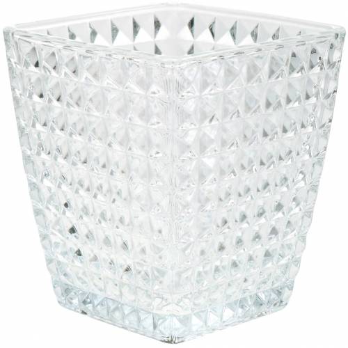 Floristik24 Padrão facetado de cubo de lanterna de vidro, decoração de mesa, vaso de vidro, decoração de vidro 2pcs