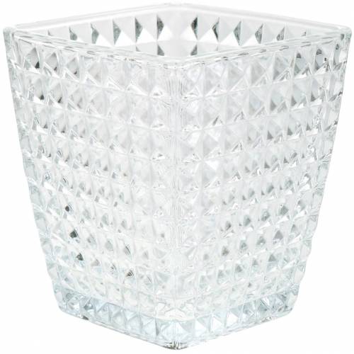 Padrão facetado de cubo de lanterna de vidro, decoração de mesa, vaso de vidro, decoração de vidro 2pcs