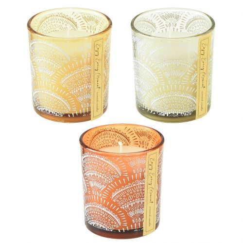 Itens Velas perfumadas em vidro com tampa de madeira de sândalo Alt.8,5cm 3 un.