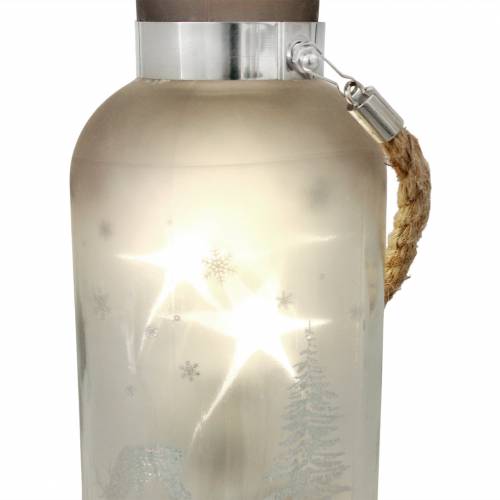 Floristik24 Vidro de Natal com 4 LEDs e paisagem de inverno 19,5cm