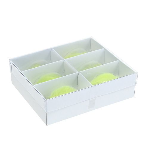 Floristik24 Ovo de vidro com penas para pendurar 6,5 cm verde claro 6 unidades
