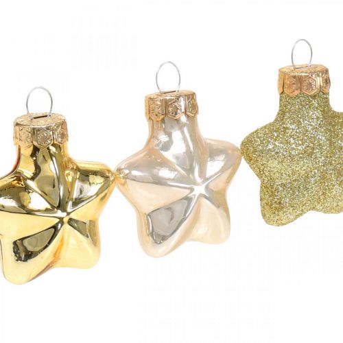 Floristik24 Mini decorações para árvores de Natal misturam vidro dourado, cores de pérolas sortidas 4 cm 12 unidades