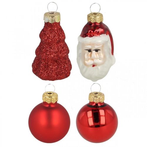 Floristik24 Mini bonecos e bolas de decoração de Natal de vidro sortido 3cm 9 unidades