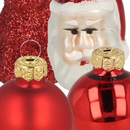 Itens Mini bonecos e bolas de decoração de Natal de vidro sortido 3cm 9 unidades