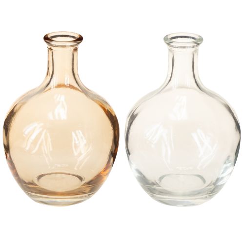 Mini vaso de vidro âmbar e transparente Ø7,5cm H11cm 4 unidades