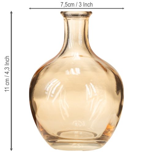 Itens Mini vaso de vidro âmbar e transparente Ø7,5cm H11cm 4 unidades