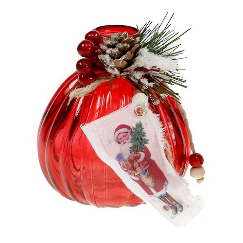 Floristik24 Frasco de vidro com vermelho de abeto e cone 2pcs