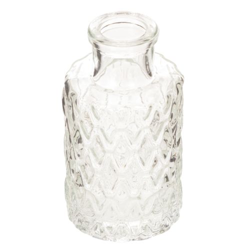 Mini vaso de vidro com padrão de diamante, pequeno vaso de mesa, garrafa, transparente, 9 cm, 6 peças comprar | Floristik24.pt