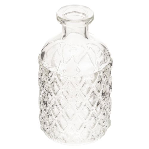 Garrafa de vidro com padrão de diamante, garrafa decorativa, vaso, pequena, 13 cm, 6 peças