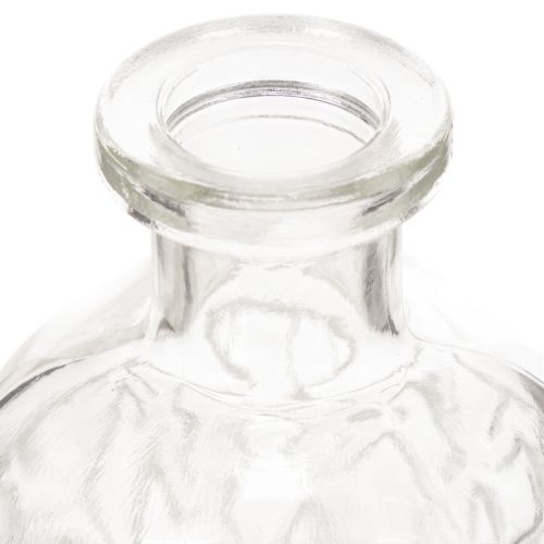 Garrafa de vidro com padrão de diamante, garrafa decorativa, vaso, pequena, 13 cm, 6 peças | Floristik24.pt