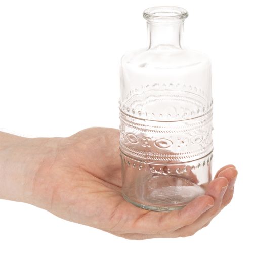 Garrafa de vidro com padrão, cilíndrica, transparente, vaso decorativo, 15 cm, conjunto de 6 peças | Floristik24.pt