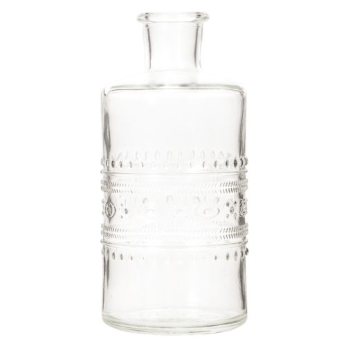 Garrafa de vidro com padrão, cilíndrica, transparente, vaso decorativo, 15 cm, conjunto de 6 peças | Floristik24.pt