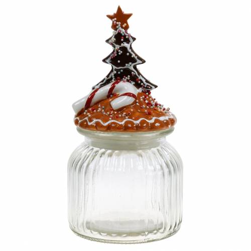 Floristik24 Frasco de vidro com tampa de cerâmica de gengibre branco, marrom pote de biscoitos H21,5 cm