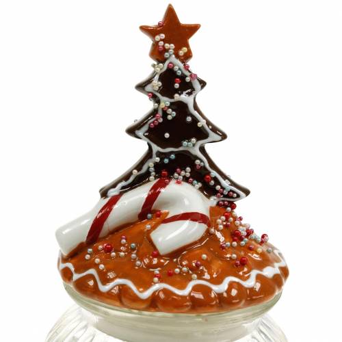 Floristik24 Frasco de vidro com tampa de cerâmica de gengibre branco, marrom pote de biscoitos H21,5 cm