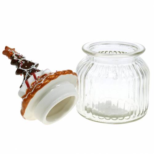 Floristik24 Frasco de vidro com tampa de cerâmica de gengibre branco, marrom pote de biscoitos H21,5 cm