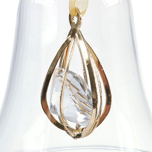Floristik24 Frasco de sino Ø8cm Alt.16cm com diamante 2 unidades