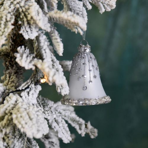 Itens Sinos de Natal, enfeites de árvore de Natal, sinos de vidro Ø6,5cm A8cm branco conjunto de 2