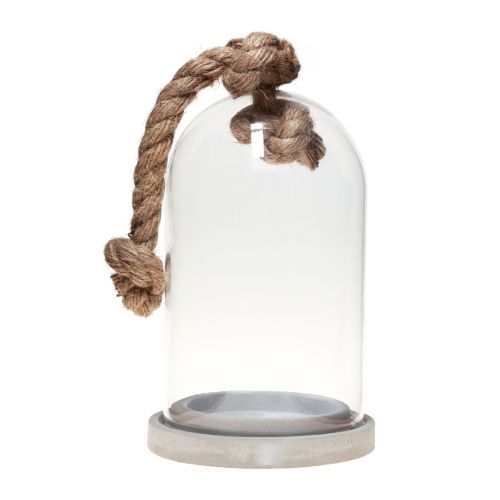 Floristik24 Decoração de sino de vidro com base em concreto Ø13,5cm Alt.24cm