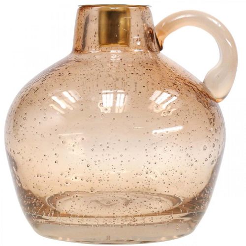 Floristik24 Castiçal Vela de Vidro Jarro Decorativo Marrom Claro Altura 15,5cm