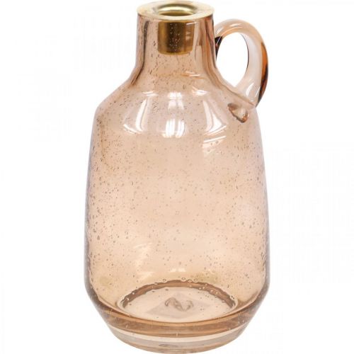 Castiçal Vidro Vela Vidro Castanho Claro Deco H22cm