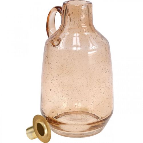Floristik24 Castiçal Vidro Vela Vidro Castanho Claro Deco H22cm
