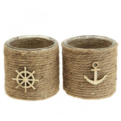 Floristik24 Porta velas Maritim vidro Ø10.5cm A10cm 2uds