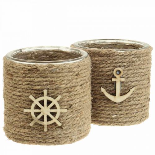 Floristik24 Porta velas Maritim vidro Ø10.5cm A10cm 2uds