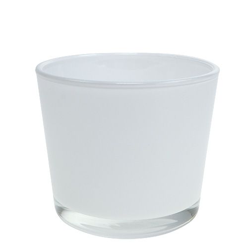 Floristik24 Vaso de vidro branco Ø10cm Alt8.5cm