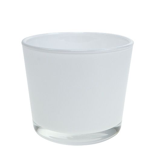 Floristik24 Vaso de vidro branco Ø10cm Alt8.5cm