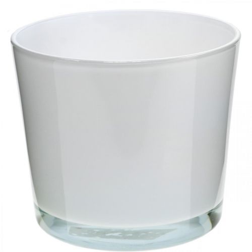 Vaso de flores de vidro plantador branco banheira de vidro Ø14.5cm H12.5cm