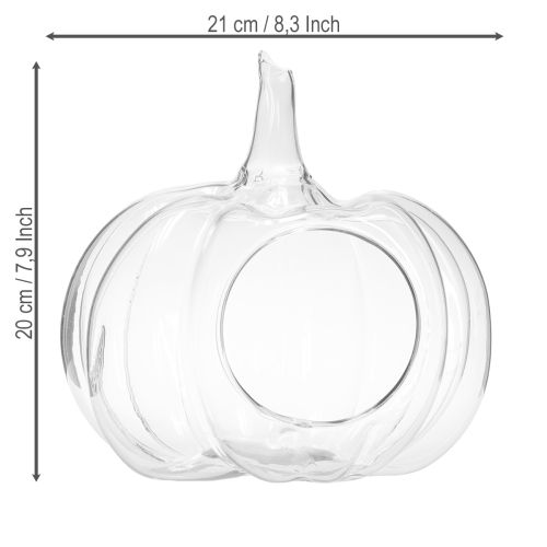 Itens Abóbora de vidro com abertura, abóbora de decoração de outono, transparente, Ø21 cm, A20 cm