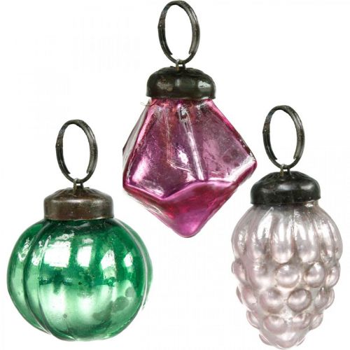 Itens Mistura de bolas de vidro, diamante/bola/cone feito de vidro real, aparência antiga Ø3–3,5 cm A4,5–5,5 cm 9 peças