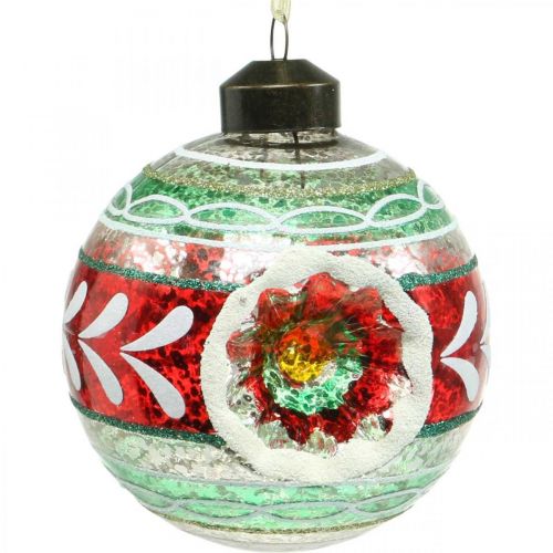 Floristik24 Bolas de árvore de Natal com padrão, decorações para árvores, bolas de Natal coloridas H9cm Ø8cm vidro real 3 unidades