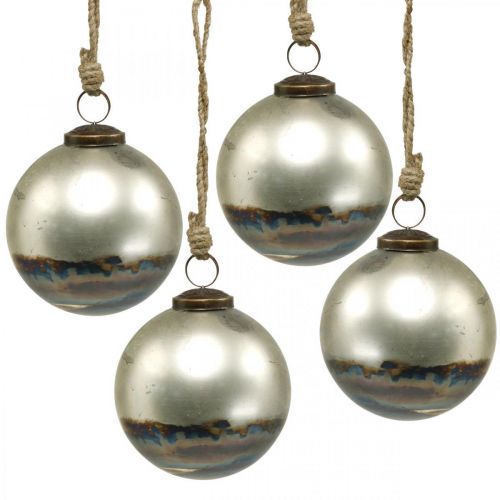  Bolas de Natal bola de vidro de duas cores azul, metálico  Ø9,5cm 4 unidades - compre barato online