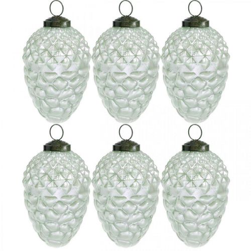 Floristik24 Cones de decoração de árvores frutas de outono vidro real antigo olhar Ø7cm H11.5cm 6pcs