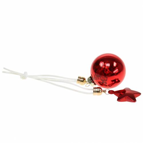 Floristik24 Bola de vidro para decoração de árvore de natal com estrela vermelha 5cm