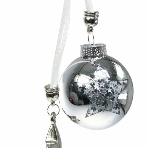 Itens Bola de vidro para decoração de árvore de natal com estrela prata 5cm