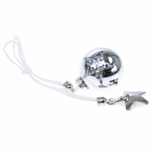 Floristik24 Bola de vidro para decoração de árvore de natal com estrela prata 5cm