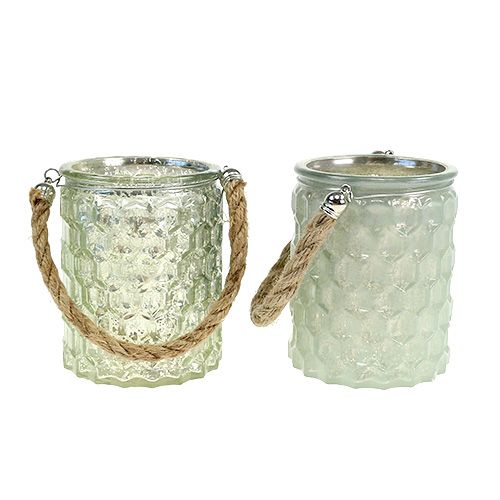 Floristik24 Lanterna de vidro com bunda de cordão. Ø7cm Alt.9cm 4pcs