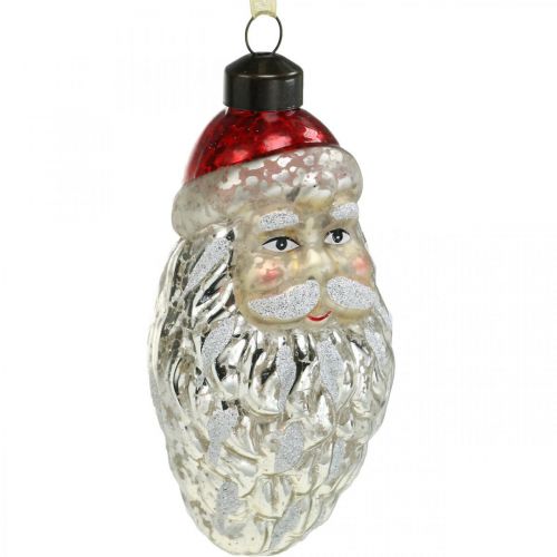 Floristik24 Pingente decorativo Papai Noel, decoração do advento, decoração da árvore de Natal vidro real, aparência vintage H12cm Øcm 2pcs