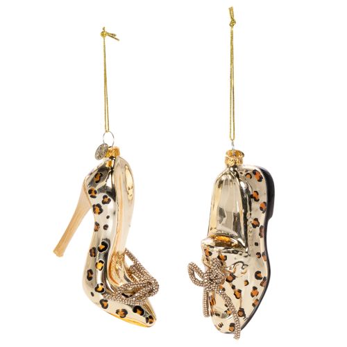 Sapatinho de cristal decorativo com estampa de leopardo para árvore de Natal, 13 cm, 2 peças comprar | Floristik24.pt