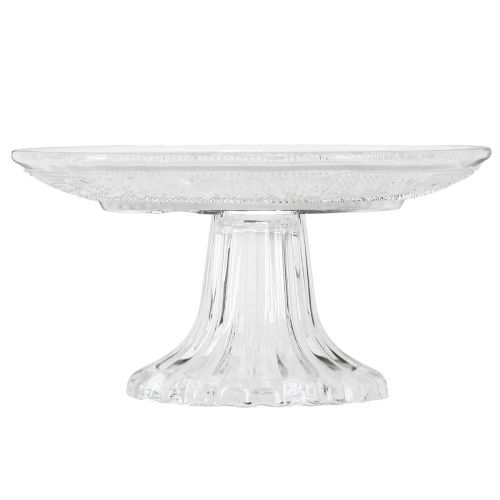 Itens Prato de vidro com pé Tigela plana de vidro com padrão transparente Ø15cm