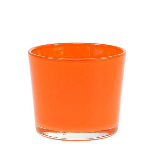 Floristik24 Floreira de vidro laranja Ø10cm A8.5cm