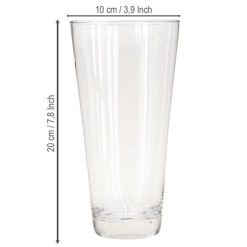 Itens Vaso de vidro vaso de flores cônico transparente Ø10cm H20cm