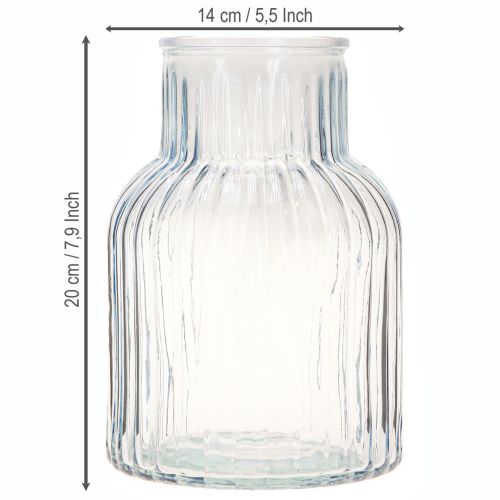 Itens Vaso de flores com ranhuras em vidro azul Ø13,5cm H20cm