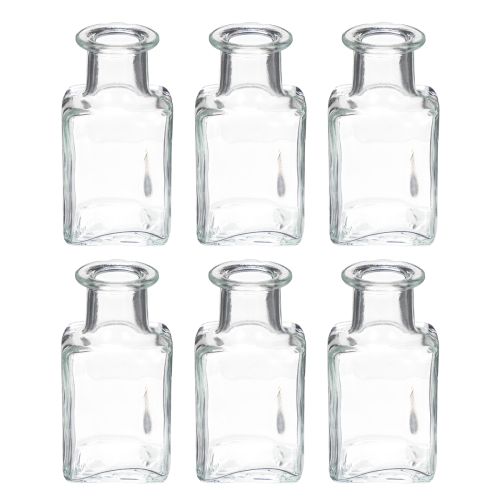 Itens Mini vasos de vidro decorativos para interiores minimalistas e ambientes modernos, 11 cm, conjunto de 6 peças.
