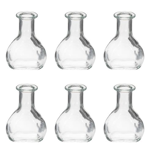 Itens Mini vasos de vidro para decoração de mesa moderna e toques de estilo, 11 cm, conjunto de 6 peças.