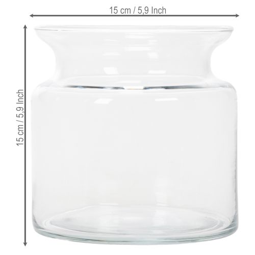 Itens Vaso de vidro transparente, vaso decorativo de vidro com borda, para castiçal ou vaso de flores, 15 cm