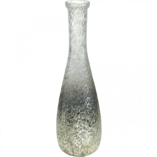 Floristik24 Vaso de flores de vidro, vaso de mesa de vidro real de dois tons claro, prata H30cm